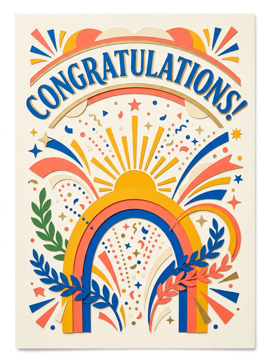 A congratulations card with confetti illustration