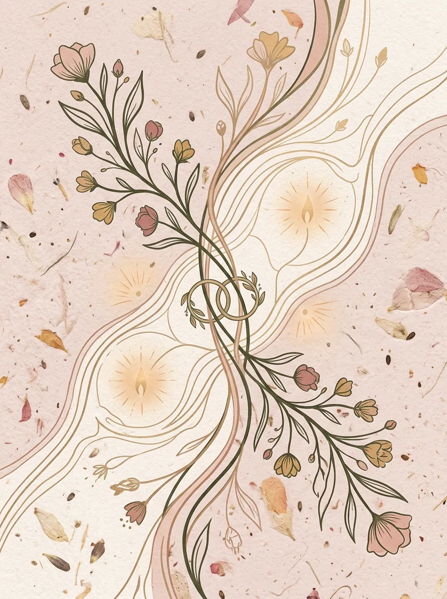 A wedding card with elegant gold accents